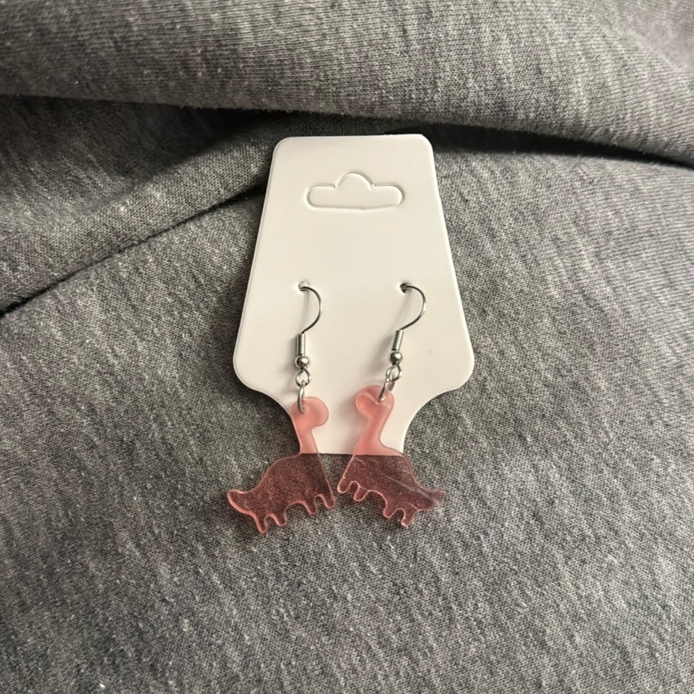 🛍️BUNDLE 3 for $17 PINK DINOSAUR cute earrings kawaii food animal